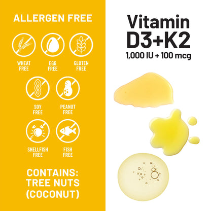 NatureWise Vitamin D3 1000IU + K2 (MK7) 100mcg with Organic Extra Virgin Coconut Oil - Supports Calcium Absorption, Bone & Immune Health - Non-GMO - dailyvitalstore