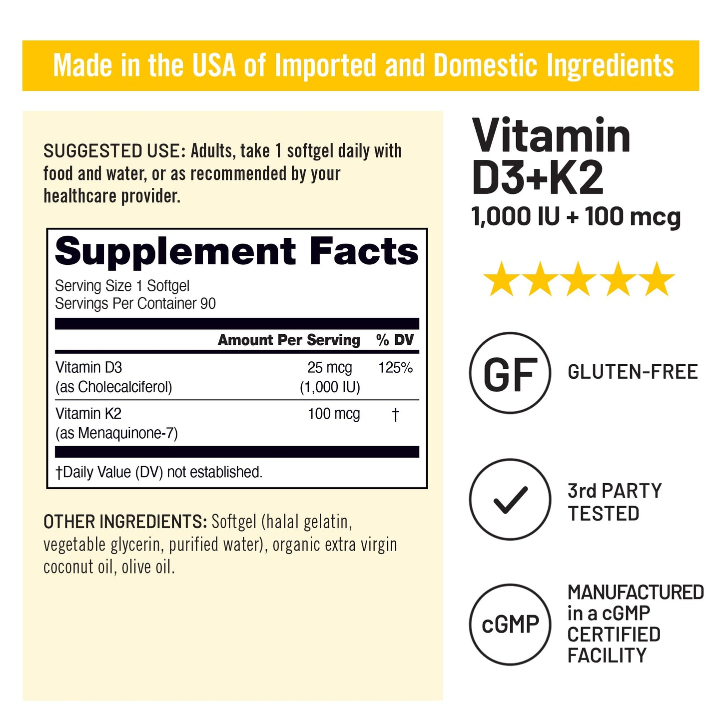 NatureWise Vitamin D3 1000IU + K2 (MK7) 100mcg with Organic Extra Virgin Coconut Oil - Supports Calcium Absorption, Bone & Immune Health - Non-GMO - dailyvitalstore