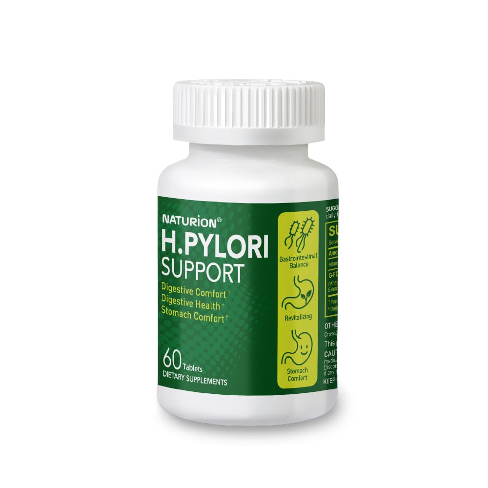 NATURION H. Pylori Support - Digestive Health Supplement with G-FOS Blend, Whey Protein, Licorice, Mastic Gum, Vitamin U, and Vitamin B2 - Stomach Comfort & Gut Balance - 60 Tablets, 30 Day Supply - dailyvitalstore