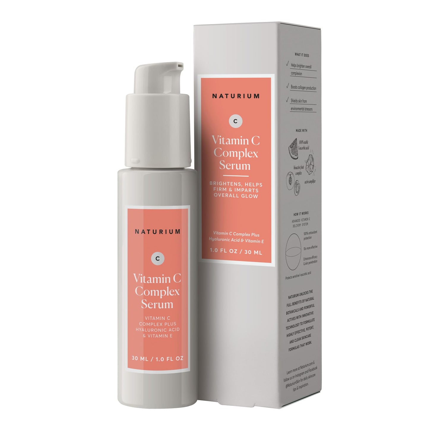 Naturium Vitamin C Complex Face Serum, Anti-Aging Facial Treatment with Hyaluronic Acid & Vitamin E, 1 oz - dailyvitalstore