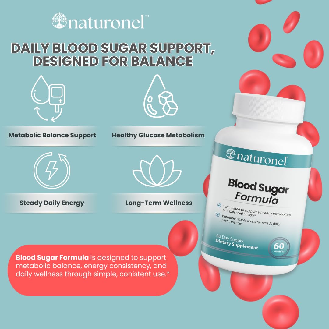 Naturonel Blood Sugar Formula – Metabolic Support with Cinnamon, Banaba, Bitter Melon, Guggul, Licorice, Gymnema, Juniper, Alpha Lipoic Acid & Chromium | Made in USA, GMP Certified - dailyvitalstore