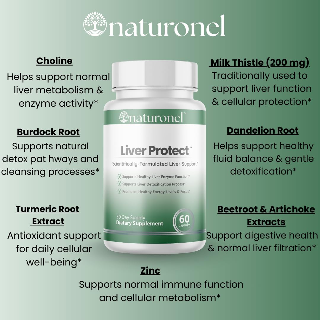 Naturonel Liver Protect – Liver Cleanse Detox & Repair | Liver Detox with Milk Thistle, Beetroot, Artichoke, Dandelion, Chicory, Yarrow, Jujube & Herbal Detox Blend | Made in USA, GMP Certified (1) - dailyvitalstore