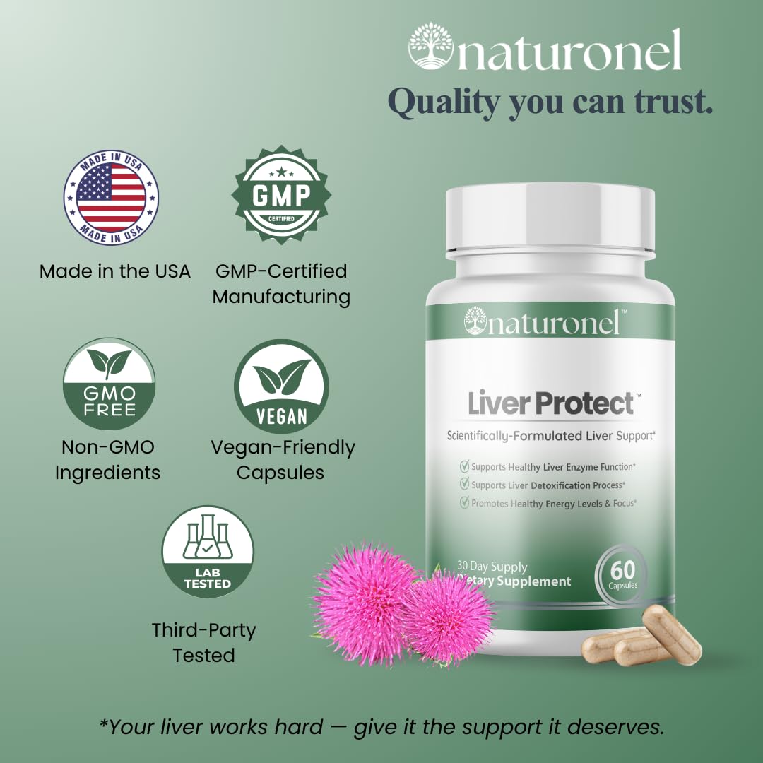 Naturonel Liver Protect – Liver Cleanse Detox & Repair | Liver Detox with Milk Thistle, Beetroot, Artichoke, Dandelion, Chicory, Yarrow, Jujube & Herbal Detox Blend | Made in USA, GMP Certified (1) - dailyvitalstore