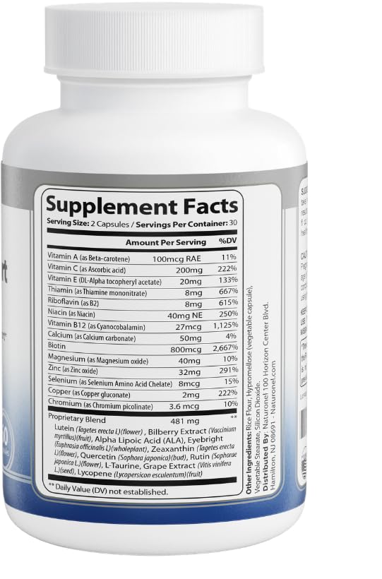 Naturonel Macular Support Formula – Vision & Eye Health with Lutein, Zeaxanthin, Bilberry, Eyebright & Antioxidants | Non-GMO, Made in USA, GMP Certified – 60 Capsules, 30 Day Supply (1) - dailyvitalstore