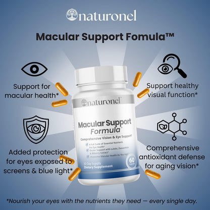 Naturonel Macular Support Formula – Vision & Eye Health with Lutein, Zeaxanthin, Bilberry, Eyebright & Antioxidants | Non-GMO, Made in USA, GMP Certified – 60 Capsules, 30 Day Supply (1) - dailyvitalstore