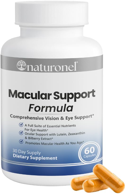 Naturonel Macular Support Formula – Vision & Eye Health with Lutein, Zeaxanthin, Bilberry, Eyebright & Antioxidants | Non-GMO, Made in USA, GMP Certified – 60 Capsules, 30 Day Supply (1) - dailyvitalstore