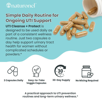 Naturonel UTI Cleanse + Protect – Urinary Tract Support with D-Mannose, Cranberry, Hibiscus & Dandelion | Advanced Formula, Dietary Supplement - Non-GMO, Made in USA, GMP Certified (1) - dailyvitalstore