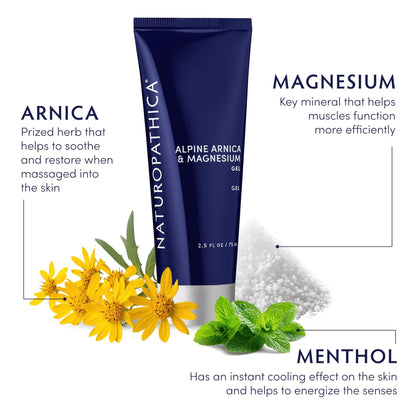 Naturopathica Alpine Arnica & Magnesium Gel, Cooling Massage Gel with Menthol for Muscle Discomfort and Relaxation, 2.5 fl oz - dailyvitalstore