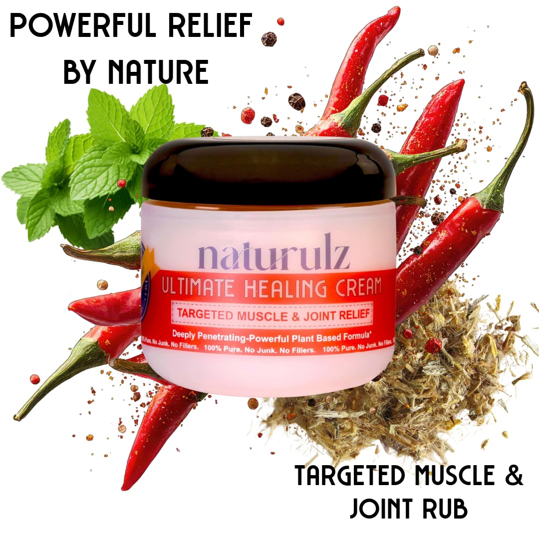 Naturulz Ultimate Healing Cream 4 ounce All-Natural Extra Strength Muscle Rub & Joint Topical for Back, Neck & Shoulder Discomfort with Arnica, Calendula & Capsaicin. 'NO JUNK' Extra Strength Formula. - dailyvitalstore