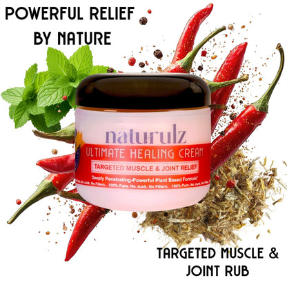Naturulz Ultimate Healing Cream 4 ounce All-Natural Extra Strength Muscle Rub & Joint Topical for Back, Neck & Shoulder Discomfort with Arnica, Calendula & Capsaicin. 'NO JUNK' Extra Strength Formula. - dailyvitalstore