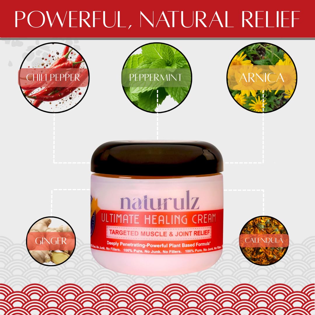 Naturulz Ultimate Healing (Medicated) Cream OTC 4 Ounce - Pain & Arthritis Topical for Sore Lower Back, Neck, Shoulders, and Muscles. All-Natural Formula with Medication Strength Capsaicin. - dailyvitalstore