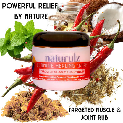 Naturulz Ultimate Healing (Medicated) Cream OTC 4 Ounce - Pain & Arthritis Topical for Sore Lower Back, Neck, Shoulders, and Muscles. All-Natural Formula with Medication Strength Capsaicin. - dailyvitalstore