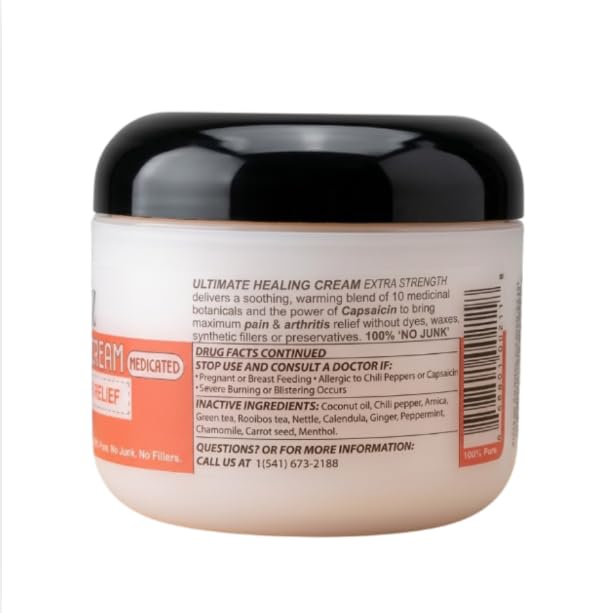 Naturulz Ultimate Healing (Medicated) Cream OTC 4 Ounce - Pain & Arthritis Topical for Sore Lower Back, Neck, Shoulders, and Muscles. All-Natural Formula with Medication Strength Capsaicin. - dailyvitalstore