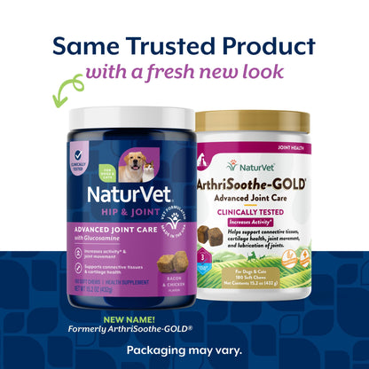 NaturVet ArthriSoothe-Gold Level 3 Advanced Joint Care for Dogs – Soft Chew Dog Supplement with Glucosamine, MSM, Chondroitin & Hyaluronic Acid – Wheat-Free Pet Supplements – 180 Ct. - dailyvitalstore