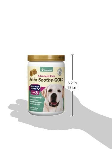 NaturVet ArthriSoothe-Gold Level 3 Advanced Joint Care for Dogs – Soft Chew Dog Supplement with Glucosamine, MSM, Chondroitin & Hyaluronic Acid – Wheat-Free Pet Supplements – 180 Ct. - dailyvitalstore