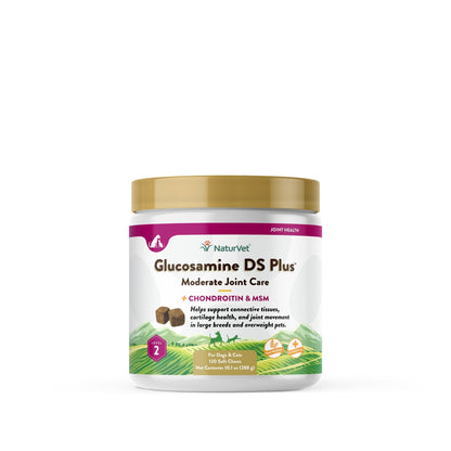 NaturVet – Glucosamine DS Plus - Level 2 Moderate Care – Supports Healthy Hip & Joint Function – Enhanced with Glucosamine, MSM & Chondroitin – for Dogs & Cats–120 Soft Chews - dailyvitalstore