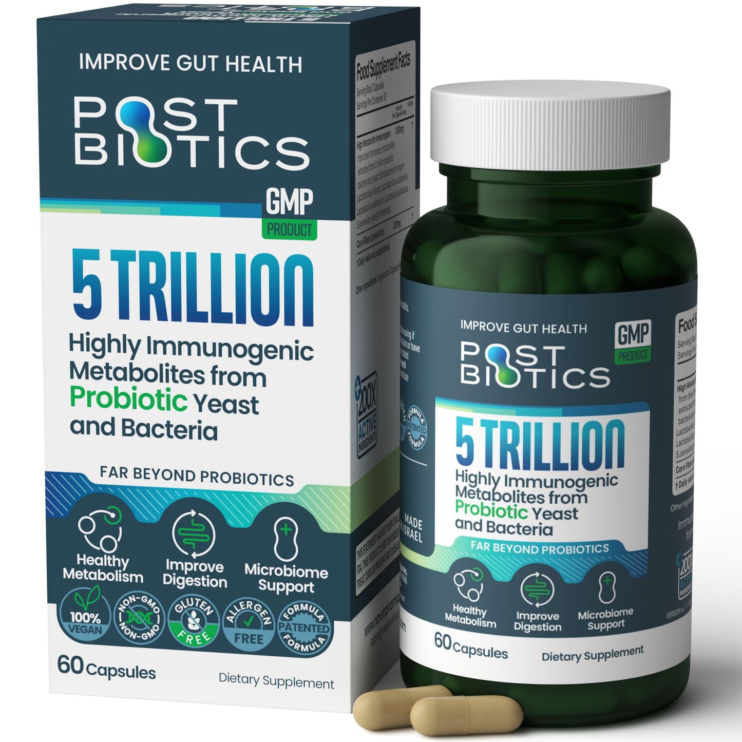NAVEH PHARMA Adult Postbiotics Capsules for Women and Men | Postbiotics for Gut Health with 200X Ingredients Than Probiotic and Prebiotic | Supports Immunity, Digestion, Microbiome & Metabolism - dailyvitalstore