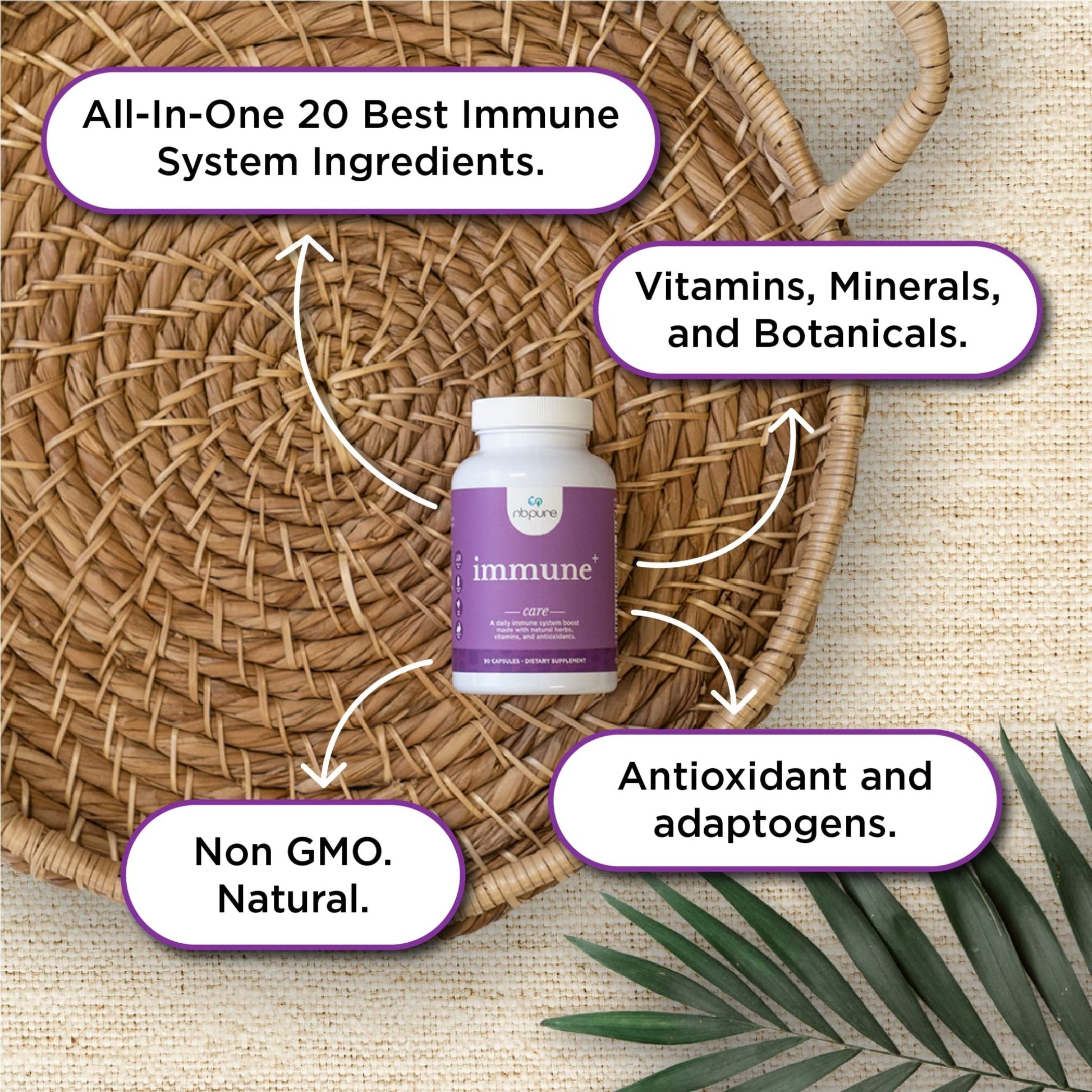nbpure Immune+ Daily Immune System Supplement Boost, Immunity Supplement, 90 Count - dailyvitalstore