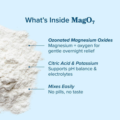 nbpure MagO7 - Natural Colon Cleanse & Detox Powder - Occasional Constipation Relief, Stool Softener, & Bloating Support for Men & Women - Ozonated Magnesium Oxide, 150 Gram - dailyvitalstore