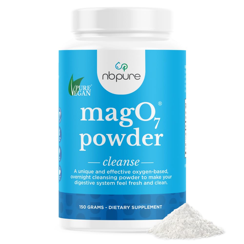 nbpure MagO7 - Natural Colon Cleanse & Detox Powder - Occasional Constipation Relief, Stool Softener, & Bloating Support for Men & Women - Ozonated Magnesium Oxide, 150 Gram - dailyvitalstore