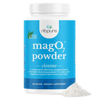 nbpure MagO7 - Natural Colon Cleanse & Detox Powder - Occasional Constipation Relief, Stool Softener, & Bloating Support for Men & Women - Ozonated Magnesium Oxide, 150 Gram - dailyvitalstore