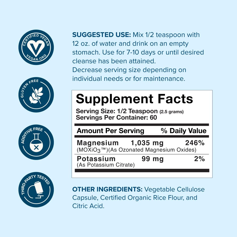 nbpure MagO7 - Natural Colon Cleanse & Detox Powder - Occasional Constipation Relief, Stool Softener, & Bloating Support for Men & Women - Ozonated Magnesium Oxide, 150 Gram - dailyvitalstore