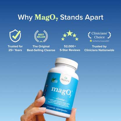 nbpure MagO7 - Natural Colon Cleanse & Detox Powder - Occasional Constipation Relief, Stool Softener, & Bloating Support for Men & Women - Ozonated Magnesium Oxide, 150 Gram - dailyvitalstore