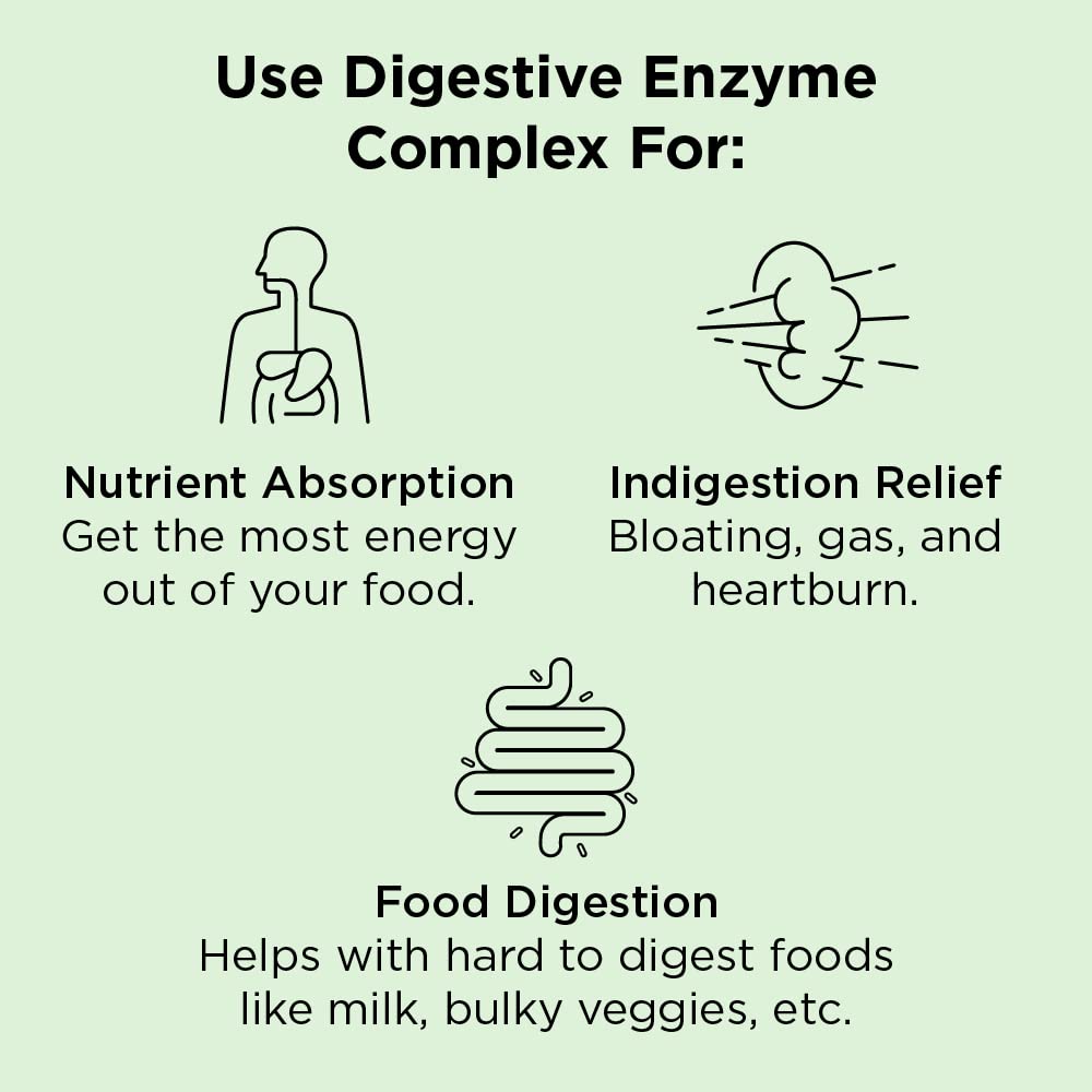 nbpure Vegan Digestive Enzyme Complex – Daily Bloating, Gas, & Food Digestive Support for Women & Men – 12 Enzymes & 3 Herbs – Lactase, Protease, Lipase - dailyvitalstore