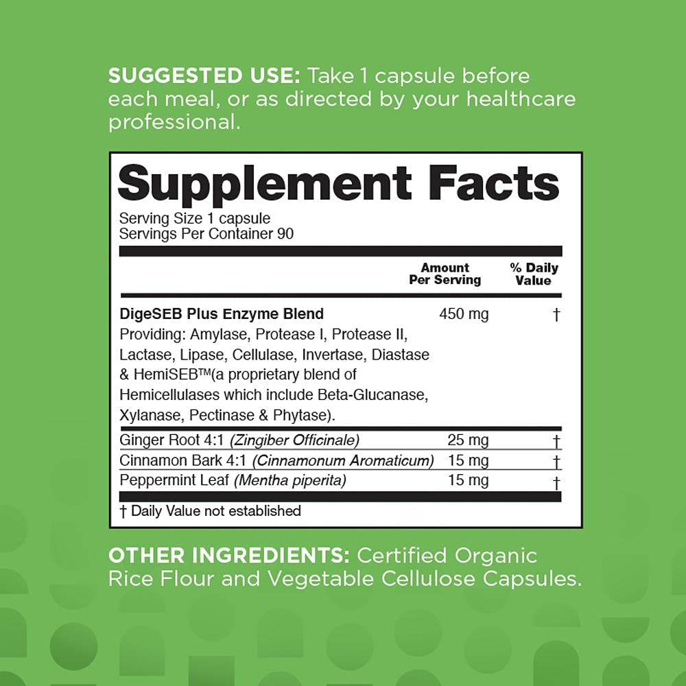 nbpure Vegan Digestive Enzyme Complex – Daily Bloating, Gas, & Food Digestive Support for Women & Men – 12 Enzymes & 3 Herbs – Lactase, Protease, Lipase - dailyvitalstore