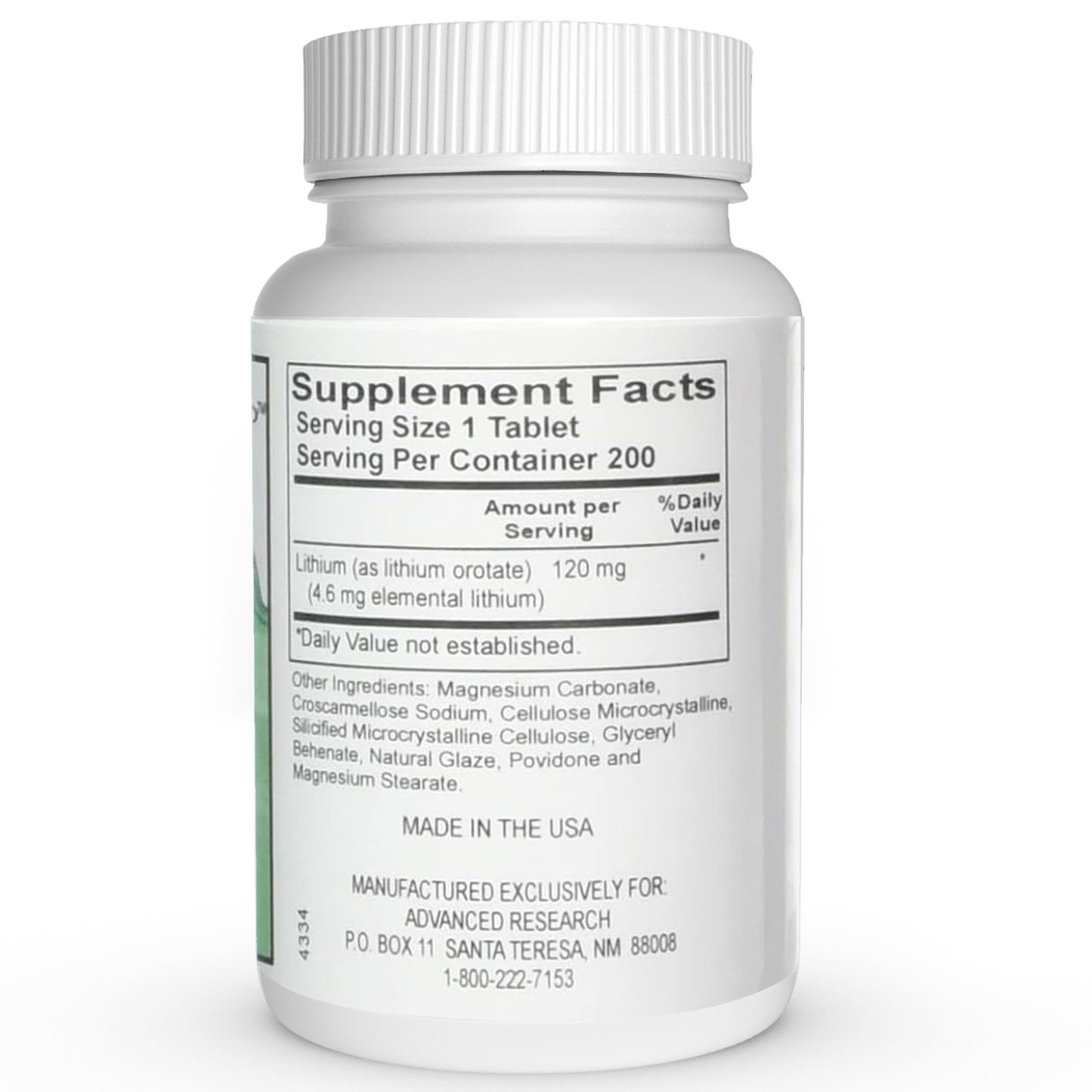 NCI Advanced Research Dr. Hans Nieper Lithium Orotate 5mg, 200 Count, Lab Tested, Non-GMO, Gluten Free, Vegan Friendly - dailyvitalstore