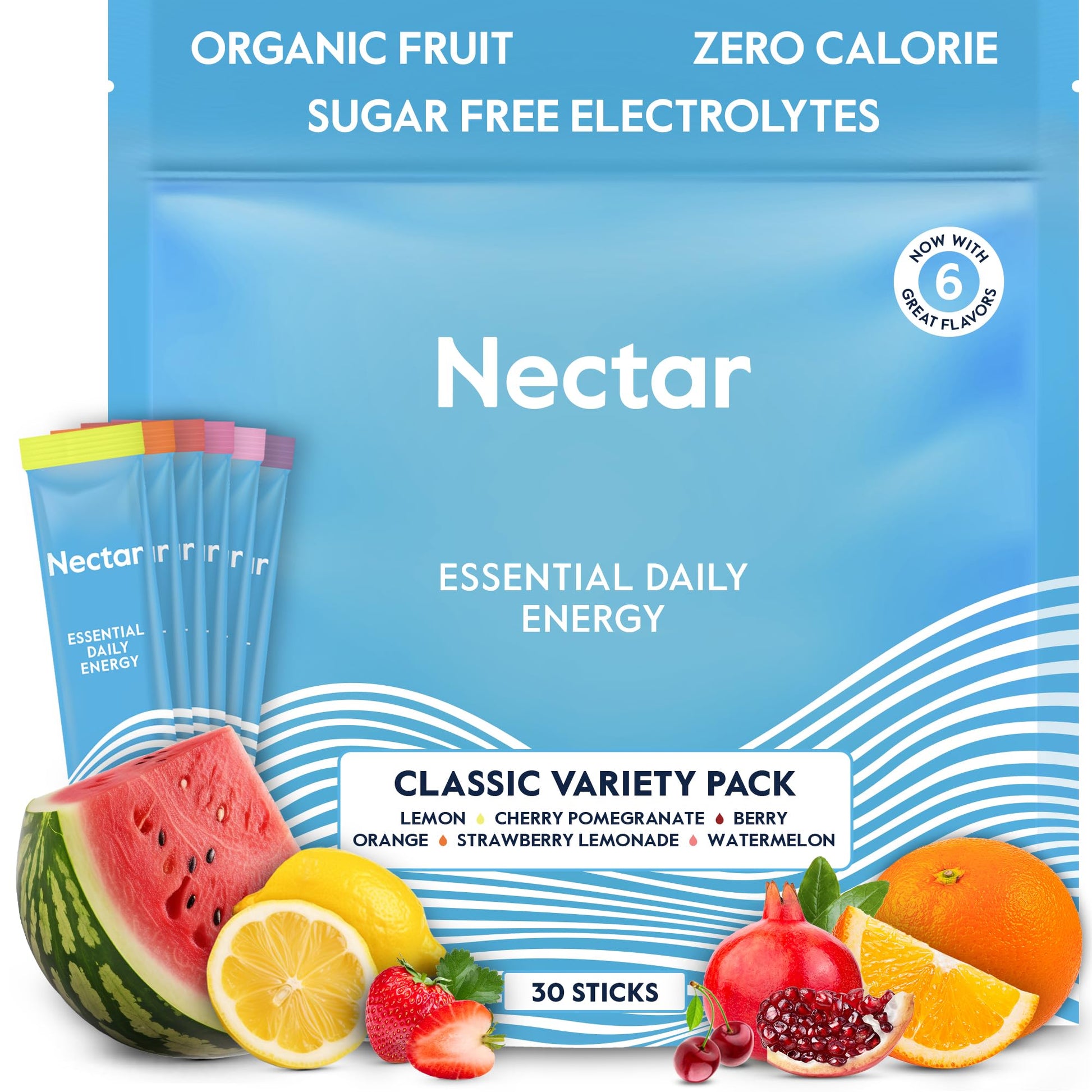 Nectar Energy Booster - Organic Caffeine, B12 & Electrolytes - Sugar Free & Zero Calorie – Healthy Coffee, Energy Drink & Soda Alternative – Hydration & Energy Supplement (Variety 30 Powder Packets) - dailyvitalstore