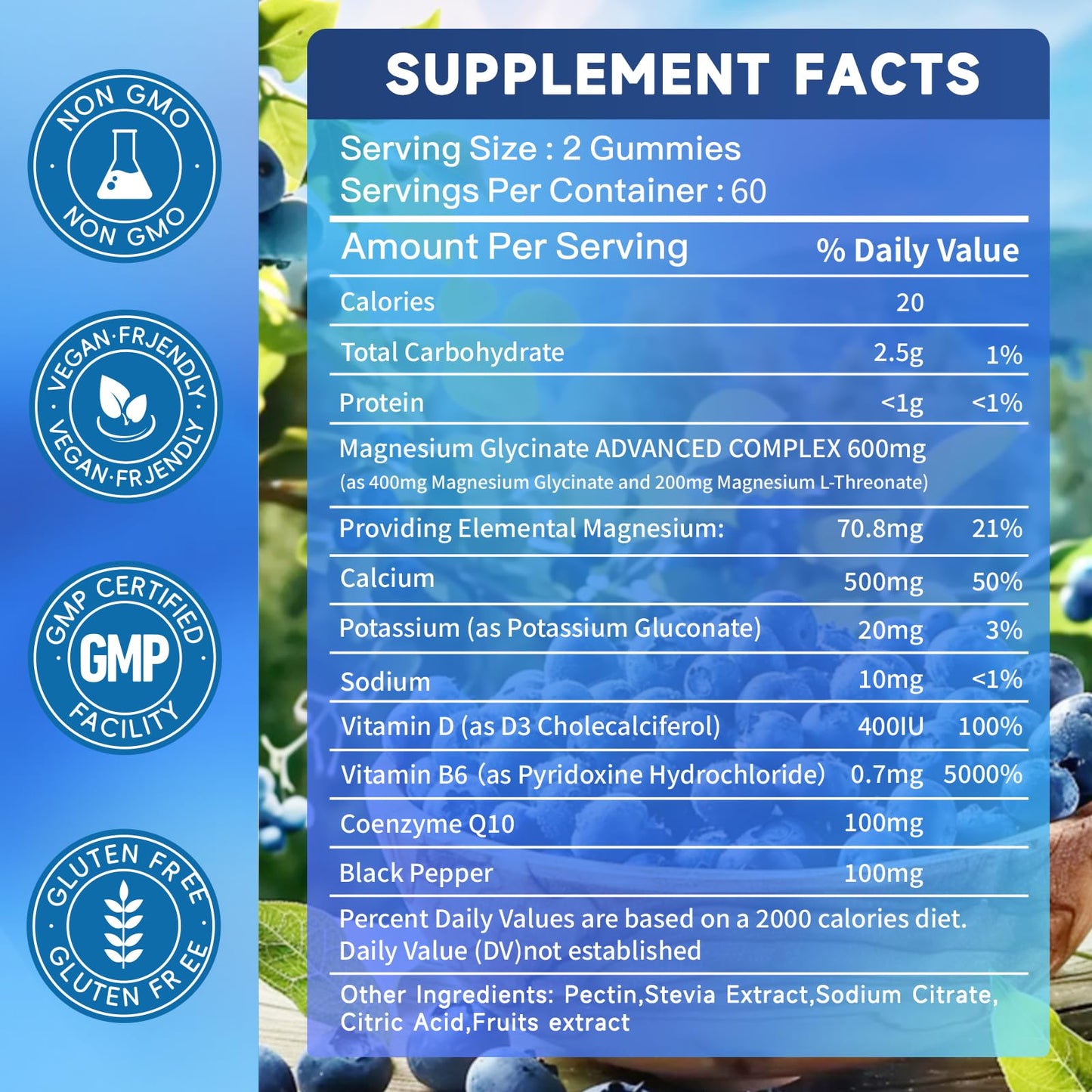 Nedtol Magnesium Glycinate Gummies 600mg, Sugar Free Magnesium Potassium Supplement for Adults with Magnesium L-Threonate, Vitamin D, B6,and CoQ10 for Sleep, Body Support and Relaxation,120 Count - dailyvitalstore