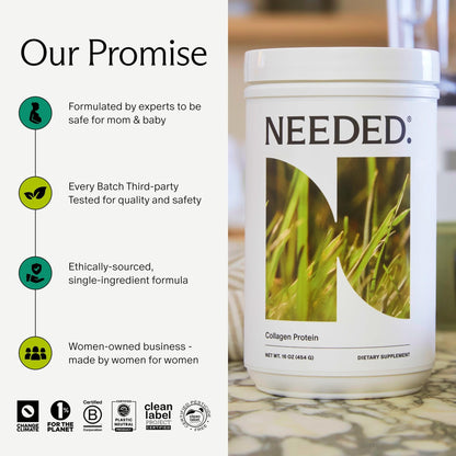 Needed. Hydrolyzed Collagen Protein Powder | Expert-Backed & Clean Sourced | Supports Skin, Hair, Joints | Grass-fed, Pasture-Raised, Hormone-Free | 1lb - dailyvitalstore