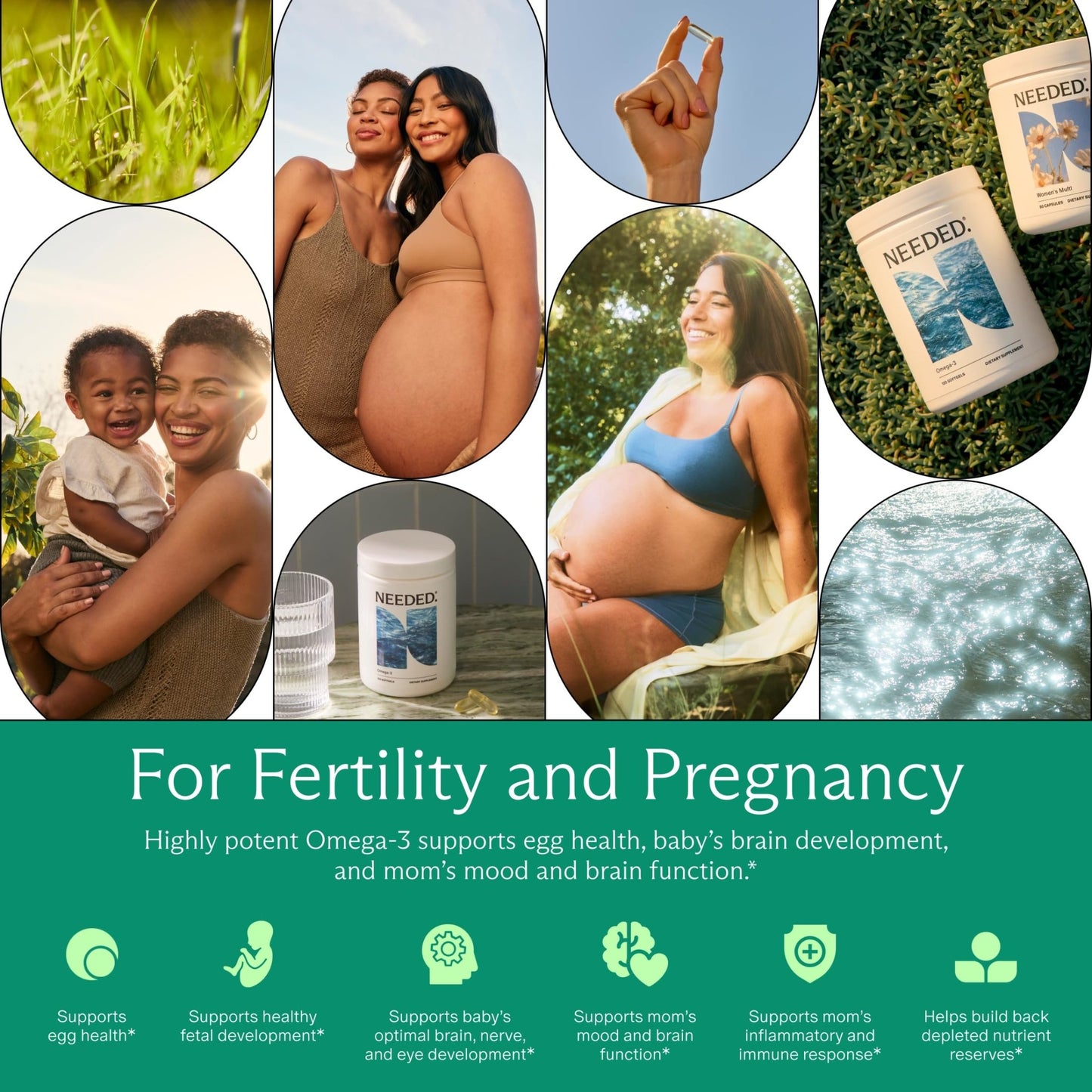 Needed. Prenatal Omega-3 - High Potency Dose of Sustainably Sourced Fish Oil, 1000mg DHA, 1000mg EPA, Encased in a Gelatin-Free, Plant-Based Softgel Shell - dailyvitalstore