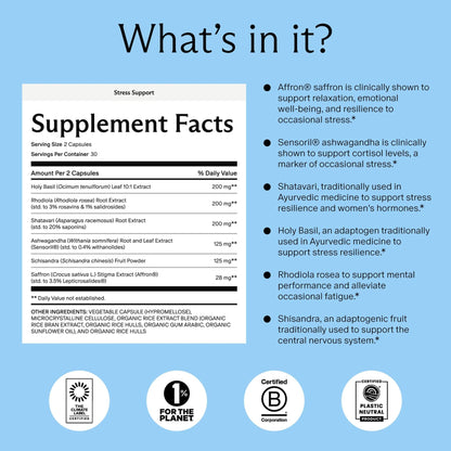Needed. Stress Support - Herbal Blend Supporting Mood, Energy, and Hormone Balance for Women - Herbal Supplement of Shatavari, Ashwagandha, Rhodiola - Non-GMO - 30 Day Supply - 120 Capsules - dailyvitalstore