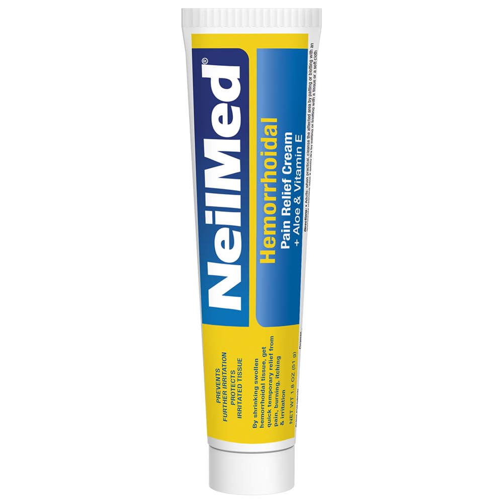 NeilMed Hemorrhoidal Pain Relief Cream with Aloe & Vitamin E, Hemorrhoid Treatment, Pain Relief, Relieves Burning, Itching and Discomfort, 1.8 oz. - dailyvitalstore