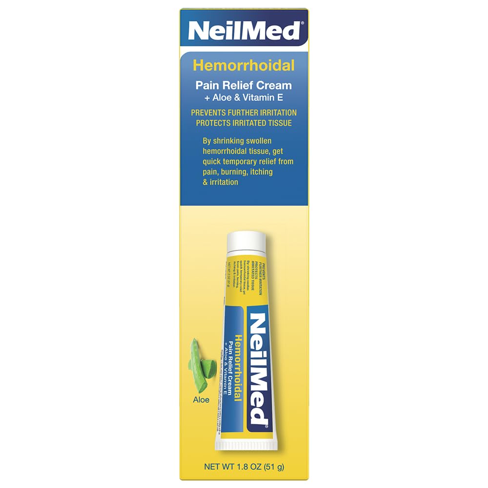 NeilMed Hemorrhoidal Pain Relief Cream with Aloe & Vitamin E, Hemorrhoid Treatment, Pain Relief, Relieves Burning, Itching and Discomfort, 1.8 oz. - dailyvitalstore