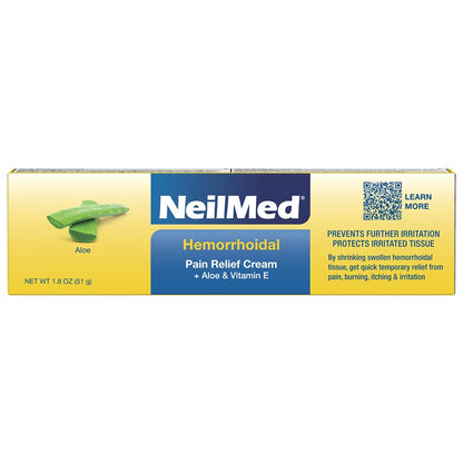 NeilMed Hemorrhoidal Pain Relief Cream with Aloe & Vitamin E, Hemorrhoid Treatment, Pain Relief, Relieves Burning, Itching and Discomfort, 1.8 oz. - dailyvitalstore