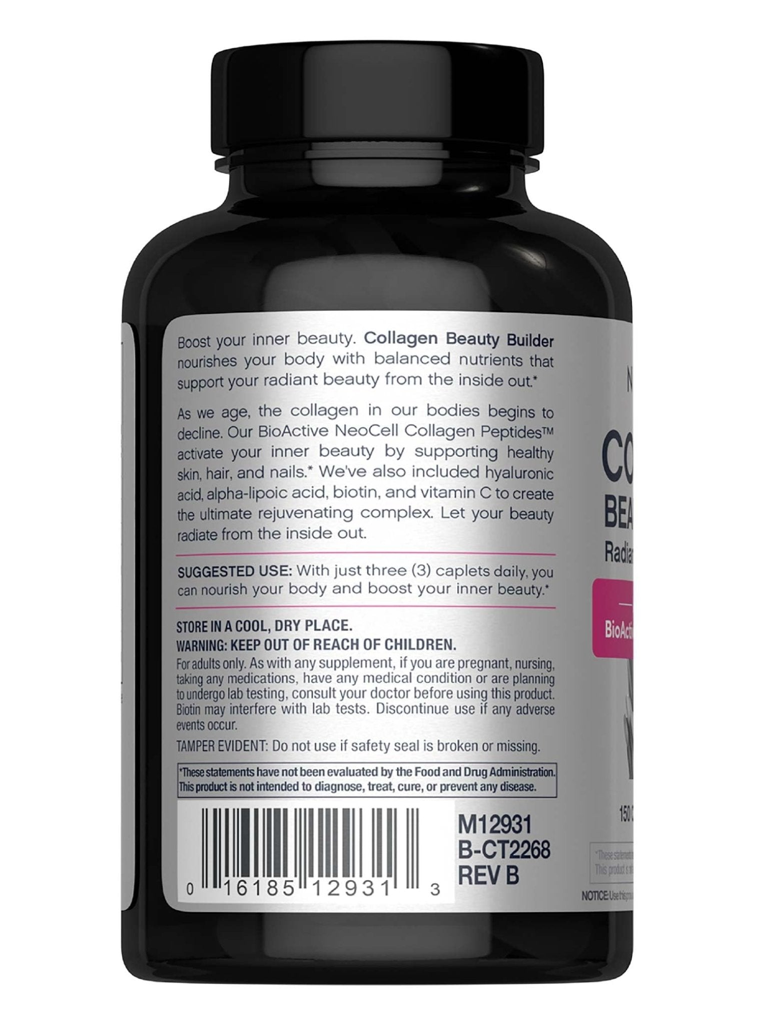 NeoCell Collagen Beauty Builder | 150 Caplets | Grass Fed BioActive Peptides | with Biotin and Hyaluronic Acid | Radiant Skin & Strong Nails Supplement - dailyvitalstore