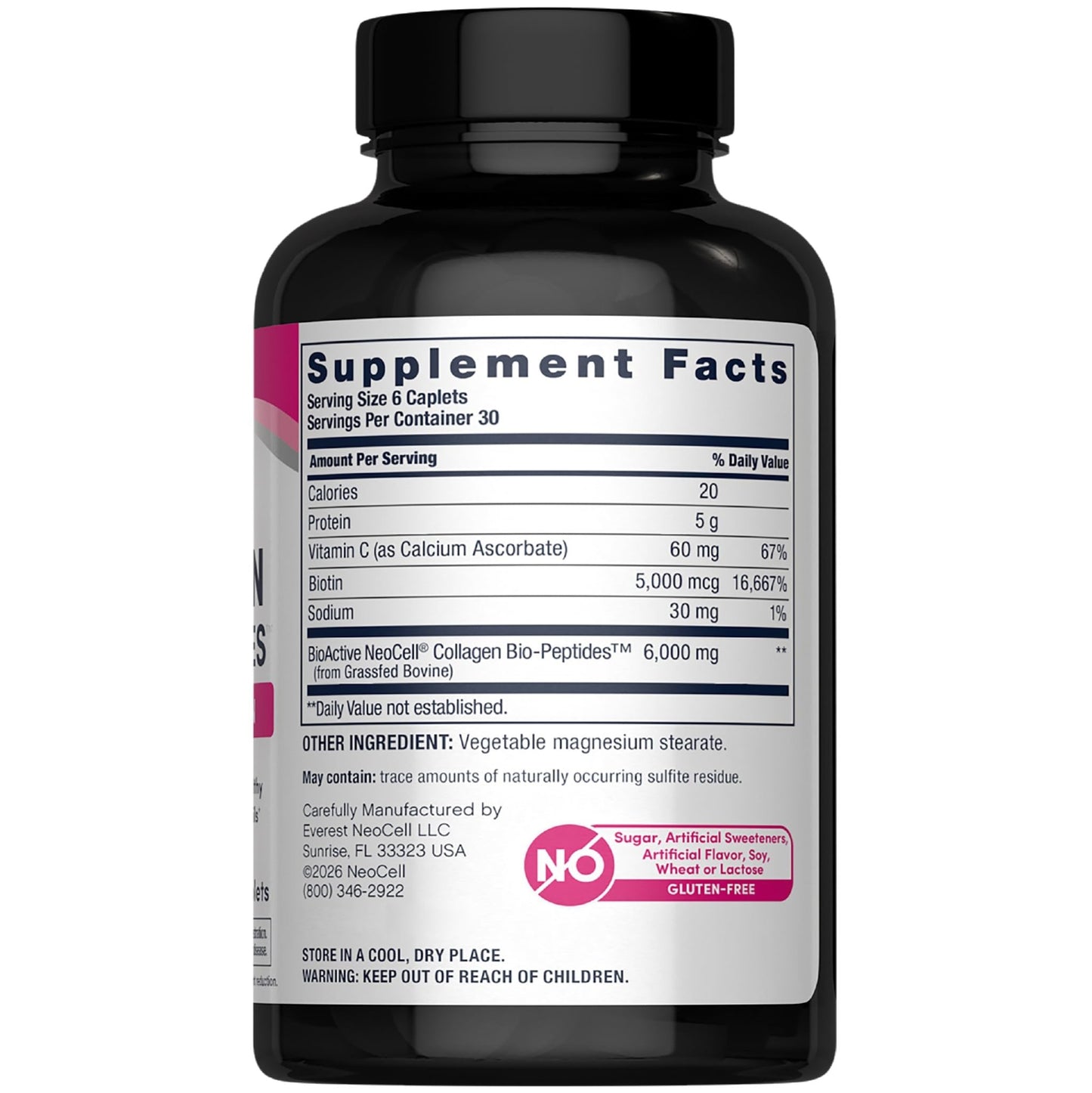 NeoCell Collagen Peptides Pills | 180 Tablets | with Vitamin C and Biotin | Grass Fed Bovine | Hair, Skin, & Nails | for Women and Men - dailyvitalstore