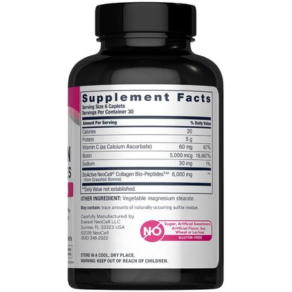 NeoCell Collagen Peptides Pills | 180 Tablets | with Vitamin C and Biotin | Grass Fed Bovine | Hair, Skin, & Nails | for Women and Men - dailyvitalstore