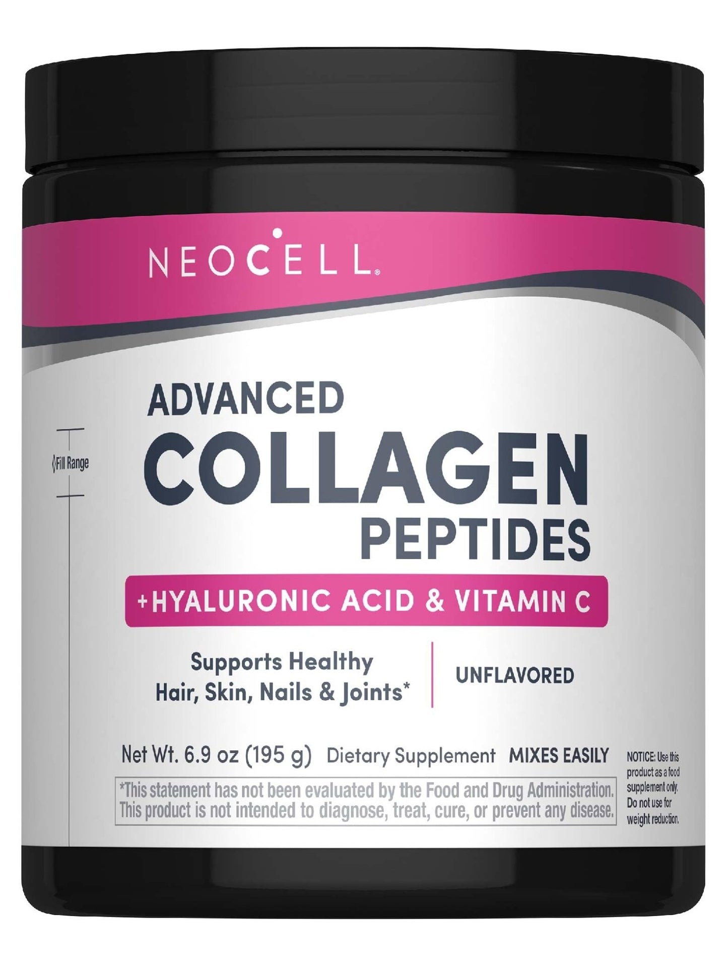 NeoCell Collagen Peptides Powder | 6.9 oz | Unflavored Supplement | with Vitamin C and Hyaluronic Acid | Advanced Formula | Hair, Skin, & Nails | for Women and Men - dailyvitalstore