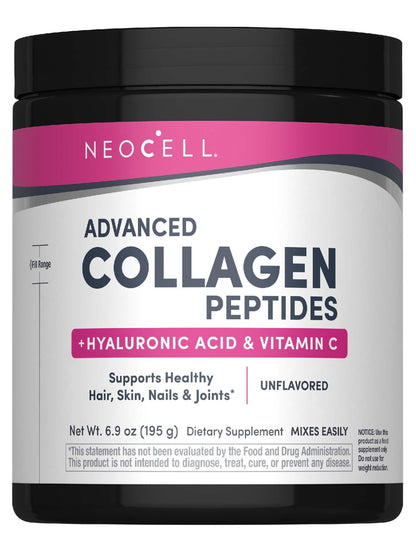 NeoCell Collagen Peptides Powder | 6.9 oz | Unflavored Supplement | with Vitamin C and Hyaluronic Acid | Advanced Formula | Hair, Skin, & Nails | for Women and Men - dailyvitalstore