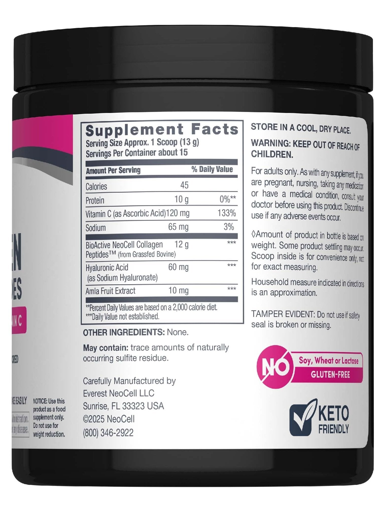 NeoCell Collagen Peptides Powder | 6.9 oz | Unflavored Supplement | with Vitamin C and Hyaluronic Acid | Advanced Formula | Hair, Skin, & Nails | for Women and Men - dailyvitalstore