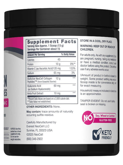 NeoCell Collagen Peptides Powder | 6.9 oz | Unflavored Supplement | with Vitamin C and Hyaluronic Acid | Advanced Formula | Hair, Skin, & Nails | for Women and Men - dailyvitalstore