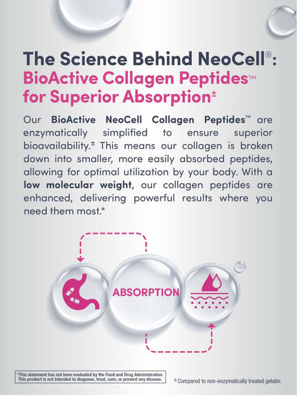 NeoCell Collagen Peptides Powder | 6.9 oz | Unflavored Supplement | with Vitamin C and Hyaluronic Acid | Advanced Formula | Hair, Skin, & Nails | for Women and Men - dailyvitalstore