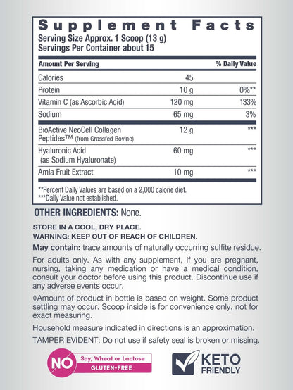 NeoCell Collagen Peptides Powder | 6.9 oz | Unflavored Supplement | with Vitamin C and Hyaluronic Acid | Advanced Formula | Hair, Skin, & Nails | for Women and Men - dailyvitalstore