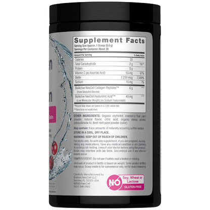 NeoCell Collagen Peptides Powder | 9.1 oz | Grass Fed Bovine | with Biotin and Hyaluronic Acid | Cranberry Cocktail Flavored - dailyvitalstore