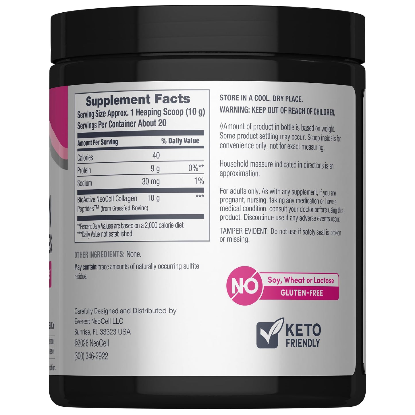NeoCell Grassfed Collagen Peptides Powder | 7 oz | Unflavored | for Women and Men | Hair, Skin, & Nails - dailyvitalstore