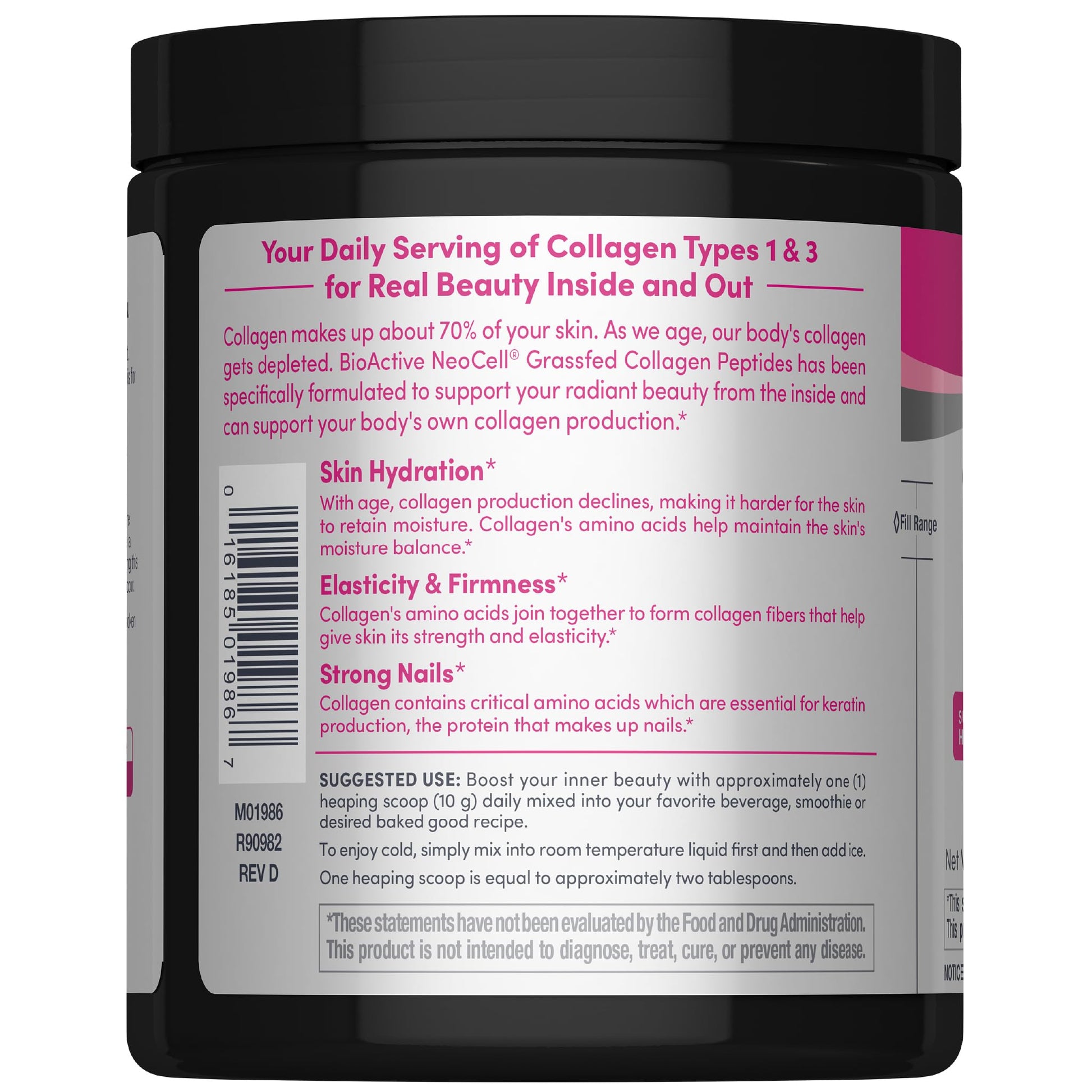 NeoCell Grassfed Collagen Peptides Powder | 7 oz | Unflavored | for Women and Men | Hair, Skin, & Nails - dailyvitalstore